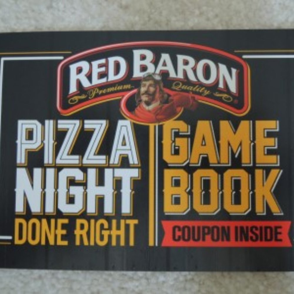 Red Baron Pizza Game Book Pizza Night Brochure - Trivia Jokes Games Promo - NEW